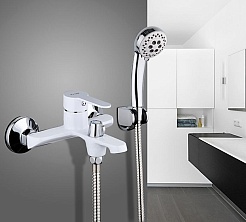 Frap Смеситель для ванны с душем H41 F3241 белый/хром – фотография-2