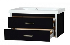 Misty Тумба с раковиной Джулия QVATRO 105 подвесная черная – фотография-4