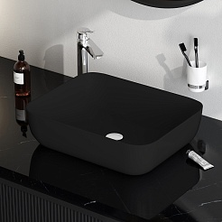 Am.Pm Мебельная накладная раковина Func 51 черная матовая – фотография-2