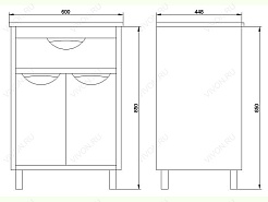 Водолей Тумба с раковиной "Габи 60" белый/дуб – фотография-3