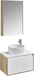 Акватон Мебель для ванной с белой столешницей Либерти 70 Mila 40 белая/дуб эльвезия – фотография-1