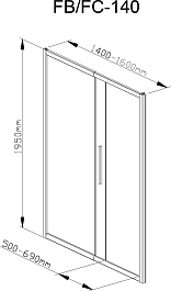DTO Душевая дверь в нишу FB 140-160 Black – фотография-10