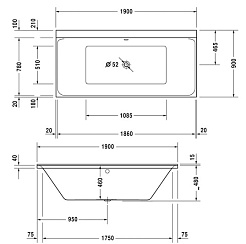 Duravit Акриловая ванна "P3 Comforts 700378000000000" 190х90 – фотография-3
