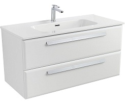 Cezares Тумба с раковиной Eco Cer-N 100 bianco opaco CZR-8095-100 ручки сатин – фотография-1