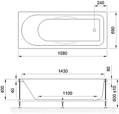 BellSan Акриловая ванна Тора 160x70 с гидромассажем – фотография-4
