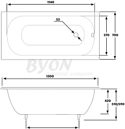 Byon Чугунная ванна BYON 13 130 см – фотография-7