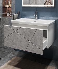 Vigo Тумба с раковиной Geometry 800-0-1 подвесная бетон – фотография-7