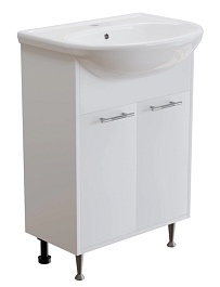 Mixline Тумба с раковиной Алан 60 белая 2 створки – фотография-1