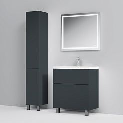 Am.Pm Тумба с раковиной Gem 75 графит матовый, напольная с 2 ящиками – фотография-2