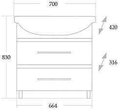 Onika Тумба с раковиной Дельта 70.13 – фотография-7