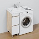 СанТа Тумба с раковиной под стиральную машину Марс 90 L 2 ящика белая/янтарное дерево – фотография-16