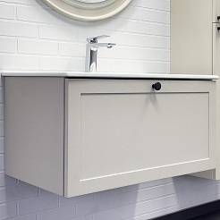 Comforty Тумба с раковиной Ереван 80 подвесная серый шелк – фотография-1