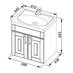 Aquanet Тумба с раковиной "Рондо 60" черный антик (дверцы) – фотография-4