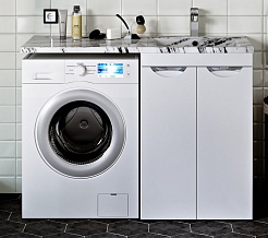 Runo Тумба с раковиной Лира 120 L белый мрамор – фотография-1