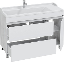 СанТа Тумба с раковиной Марс 120 белая/светлое дерево – фотография-2