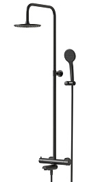 Paini Система душевая Cox 78YO687TH1KM с термостатом, верхним душем 200 мм, чёрный – фотография-1