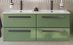 Cezares Тумба с раковиной Eco Cer-N 120 с 4 ящиками фисташковый софт CZR-8073-120-2 ручки матовые чёрные – фотография-1