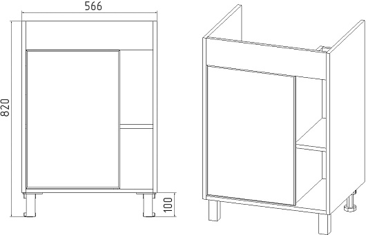 Viant Тумба под раковину Бостон 60 белая/дуб вотан – фотография-6