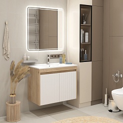 Teymi Тумба с раковиной Netta 80 Волна подвесная дуб/белый – фотография-12