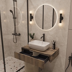 Зов Тумба с раковиной Токио 80 древесина аттик – фотография-3