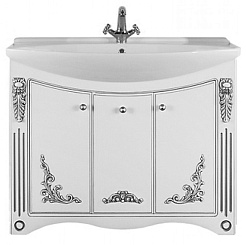 Водолей Мебель для ванной "Кармен 105" белая/серебро, зеркало в раме – фотография-3