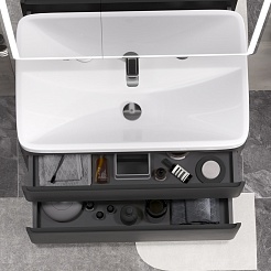 Equil Тумба с раковиной Eltoro 80 2 ящика напольная черный софт – фотография-7