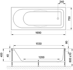 BellSan Акриловая ванна Тора 170x75 с гидромассажем – фотография-4