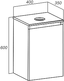 Runo Мебель для ванной Бари 40 R Duo подвесная железный камень/белая – фотография-12