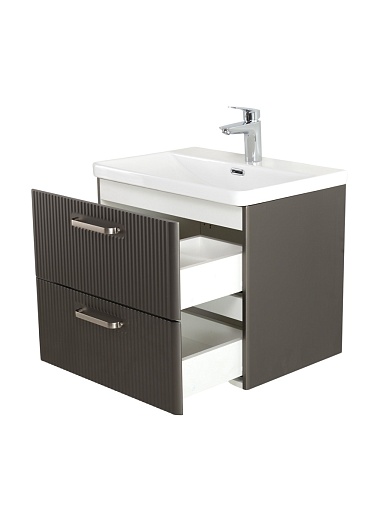 BelBagno Тумба с раковиной Due 50 подвесная Оружейная сталь ручки Матовый атласный никель – фотография-2