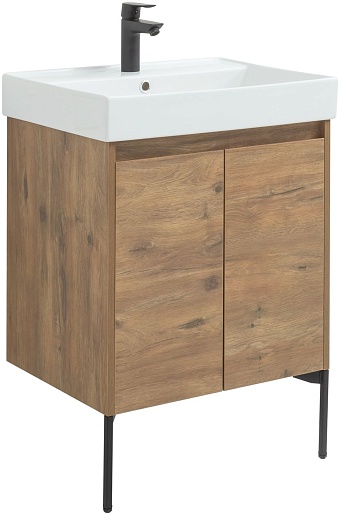 Aquanet Тумба под раковину Nova Lite 60 2 дверцы подвесная дуб рустикальный – картинка-5