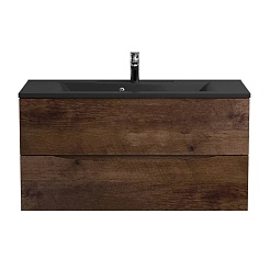 BelBagno Тумба с раковиной Marino 100 подвесная Rovere Moro с раковиной BB1000/445-LV-ART-PR-NERO – фотография-2