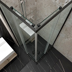 Triton Душевой уголок Фикс-Блэк 120х80 стекло прозрачное профиль черный матовый – фотография-10