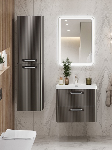 BelBagno Тумба с раковиной Due 60 подвесная Оружейная сталь ручки Хром полированный – картинка-13