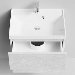 Водолей Тумба с раковиной Бест 60 подвесная белый камень – фотография-4