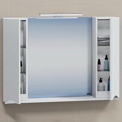 СанТа Зеркальный шкаф Сатурн 100 со светильником белый – фотография-2