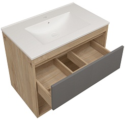 Teymi Тумба с раковиной Vitra 75 подвесная дуб/графит – фотография-2