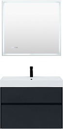 Aquanet Мебель для ванной Бруклин 85 подвесная черная матовая – фотография-1