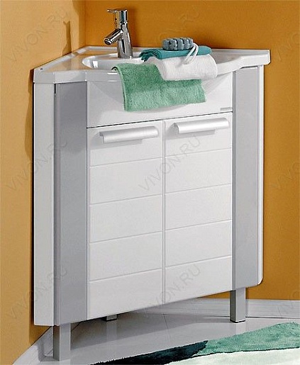 Акватон Мебель для ванной Альтаир 62 угловая, бело-серая – картинка-3