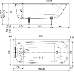 Maroni Ванна чугунная Fortuna 150х70 – фотография-3