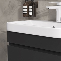 Equil Тумба с раковиной Eltoro 70 2 ящика напольная черный софт – фотография-9