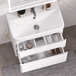 Equil Тумба с раковиной Soldi 60 2 ящика подвесная белый софт – фотография-12