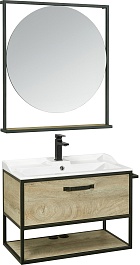 Акватон Мебель для ванной Лофт Фабрик 80 дуб эндгрейн с раковиной Фабиа – фотография-1