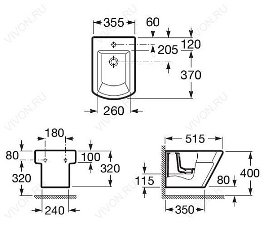 Roca Биде подвесное Hall 357625000 – картинка-3