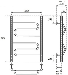 Point Полотенцесушитель электрический П2 500x600 PN01156E хром – фотография-4
