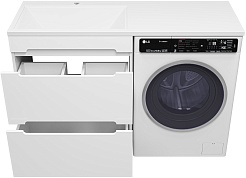 Misty Тумба с раковиной Байкал 130 L под стиральную машину белая – фотография-4