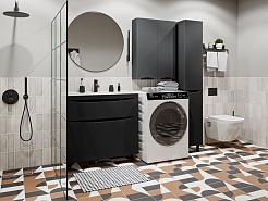 Vivon Шкаф-пенал Ostin 30R с бельевой корзиной черный матовый – фотография-5