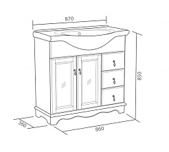 Bas Мебель для ванной Варна 85 орех, глухие дверцы, 3 ящика – фотография-3