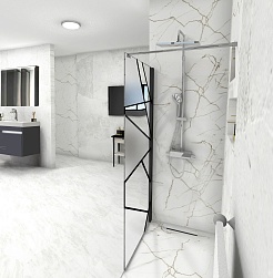 Ceruttispa Душевое ограждение Pick T90B профиль черный стекло матовое/прозрачное с рисунком – фотография-4