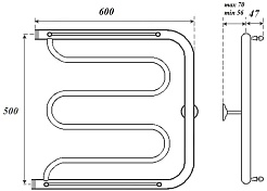 Point Полотенцесушитель водяной 500x600 PN25556P с полкой хром – фотография-3