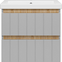 Misty Тумба с раковиной Грэй 60 подвесная серый металлик/дуб сонома